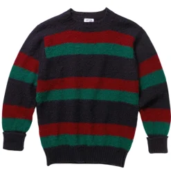 J. Press Shaggy Dog Sweater - Blue/Bordeaux/Green Stripe