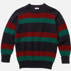 J. Press Shaggy Dog Sweater - Blue/Bordeaux/Green Stripe