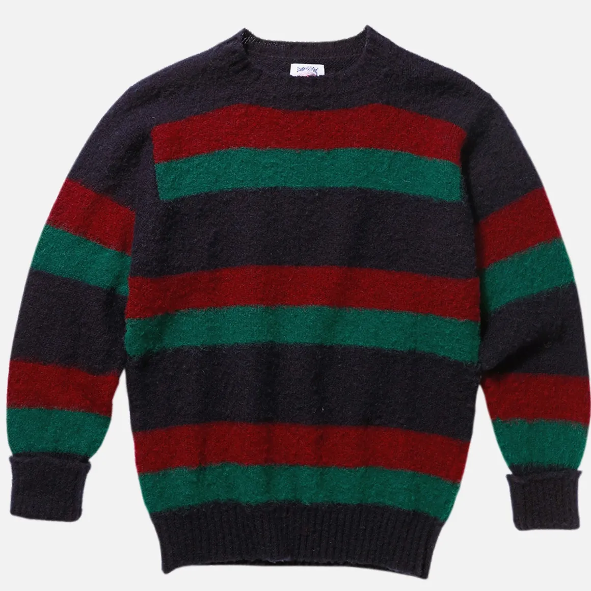 J. Press Shaggy Dog Sweater - Blue/Bordeaux/Green Stripe
