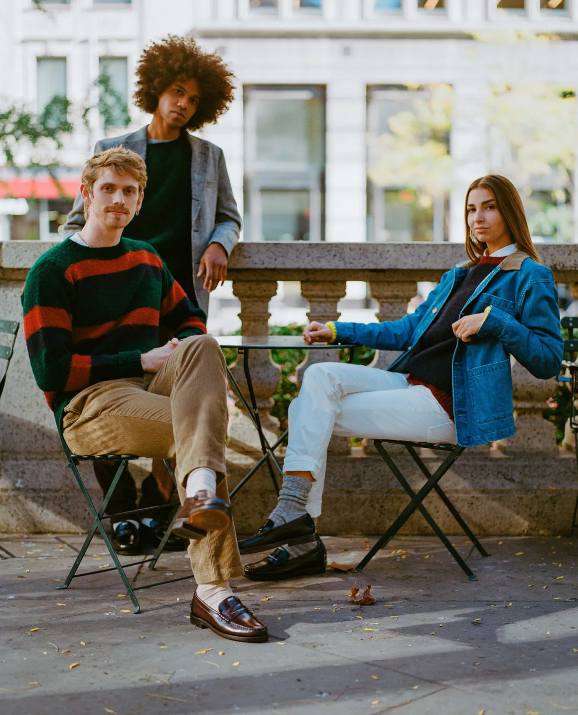 J. Press Shaggy Dog Sweater - Blue/Bordeaux/Green Stripe