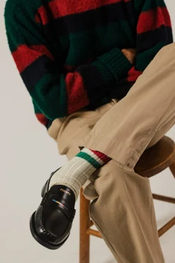 J. Press Shaggy Dog Sweater - Blue/Bordeaux/Green Stripe