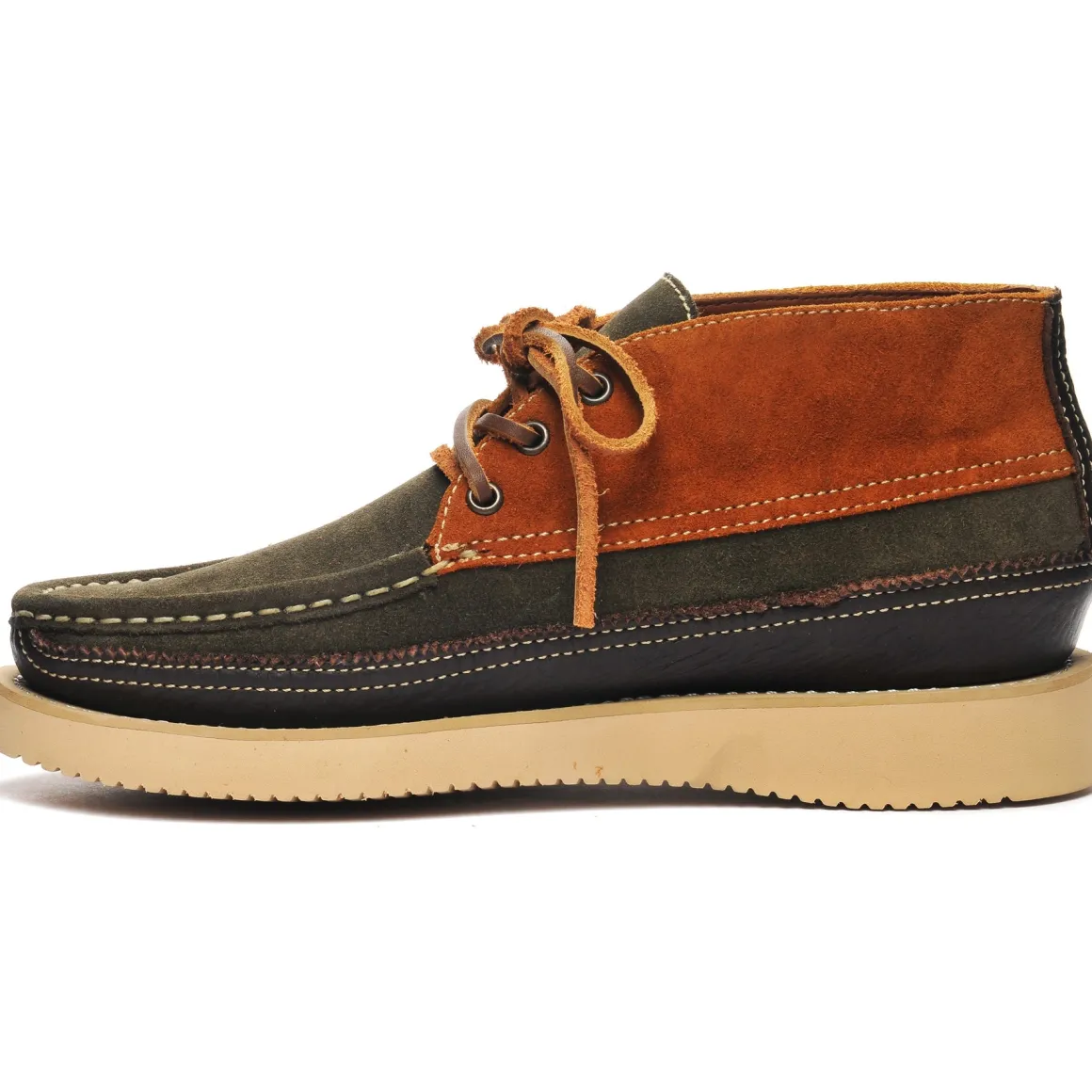 Miwak Suede Canoe Moc - Cognac & Mustard & Dark Green & Dark Brown